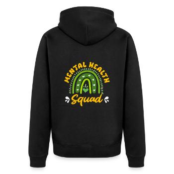 Mentale Gesundheit Mental Health Squad - Unisex Premium Bio Zip Hoodie - Schwarz - Hinten - Nico (187cm)