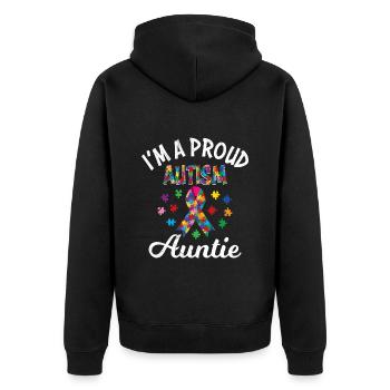 Autismus Bewusstsein Tante eines autistischen - Unisex Premium Bio Zip Hoodie - Schwarz - Hinten - Nico (187cm)