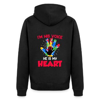 Solidarité autistique pour les enfants autistes - Veste à capuche bio Premium Unisexe - noir - Dos - Nico (187cm)