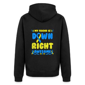 Down Syndrom Awareness Schleife Trisomie 21 - Unisex Premium Bio Zip Hoodie - Schwarz - Hinten - Nico (187cm)