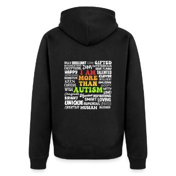 Autism Awareness Solidarity and Awareness - Unisex Premium Organic Zip Hoodie - black - Back - Nico (187cm)