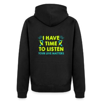 Mental Health Your life counts Awareness - Unisex Premium Organic Zip Hoodie - black - Back - Nico (187cm)