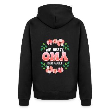 Weltbeste Oma Muttertag Beste Oma Super Grandma - Unisex Premium Bio Zip Hoodie - Schwarz - Hinten - Nico (187cm)
