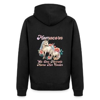 Mamacorn Einhorn Muttertag Mama Cooles Einhorn - Unisex Premium Bio Zip Hoodie - Schwarz - Hinten - Nico (187cm)