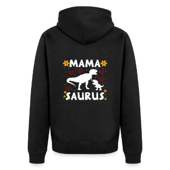 Mamasaurus Muttertag Mama Dinosaurier Mama Saurus - Unisex Premium Bio Zip Hoodie - Schwarz - Hinten - Nico (187cm)