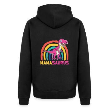 Mamasaurus Muttertag Mama Dinosaurier Mom - Unisex Premium Bio Zip Hoodie - Schwarz - Hinten - Nico (187cm)