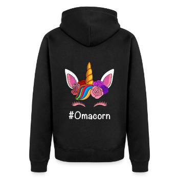 Oma Einhorn Muttertag Fans Grandma Omi - Unisex Premium Bio Zip Hoodie - Schwarz - Hinten - Nico (187cm)