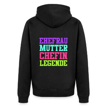 Ehefrau Mama Chefin Muttertag Supervisor - Unisex Premium Bio Zip Hoodie - Schwarz - Hinten - Nico (187cm)