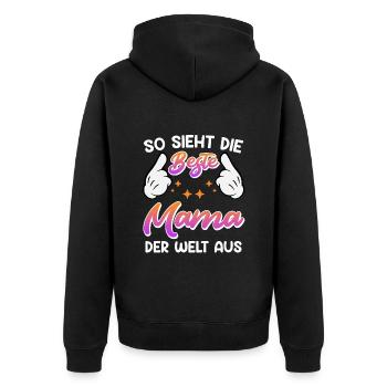 Weltbeste Mama Muttertag Beste Mama coolste Mama - Unisex Premium Bio Zip Hoodie - Schwarz - Hinten - Nico (187cm)