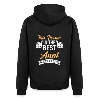 Worlds best Auntie Muttertag weltbeste Tante - Unisex Premium Bio Zip Hoodie - Schwarz - Hinten - Nico (187cm)