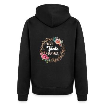 Weltbeste Tante Muttertag Beste Tante Aunties - Unisex Premium Bio Zip Hoodie - Schwarz - Hinten - Nico (187cm)