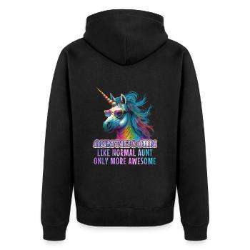 Tanticorn Mother's Day Aunties Unicorn Merchandise - Unisex Premium Organic Zip Hoodie - black - Back - Nico (187cm)