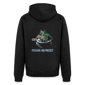 Artenschutz vom Aussterben bedrohte Tiere Natur - Unisex Premium Bio Zip Hoodie - Schwarz - Hinten - Nico (187cm)