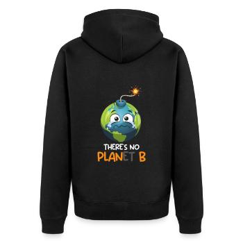 There is no Planet B Umweltschutz Mission Erde - Unisex Premium Bio Zip Hoodie - Schwarz - Hinten - Nico (187cm)