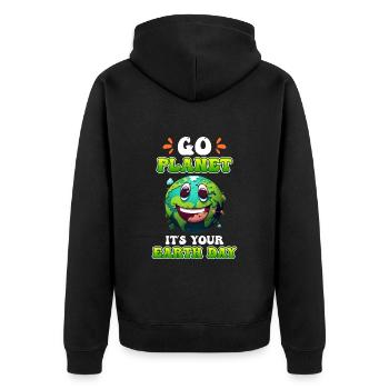 Earth Day Mission Erde & Klimaschutz Umwelt - Unisex Premium Bio Zip Hoodie - Schwarz - Hinten - Nico (187cm)