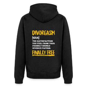 Scheidung Frauen Divorgasm Endlich geschieden - Unisex Premium Bio Zip Hoodie - Schwarz - Hinten - Nico (187cm)