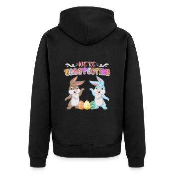 Frohe Ostern Egg specting Mutter und Vater - Unisex Premium Bio Zip Hoodie - Schwarz - Hinten - Nico (187cm)