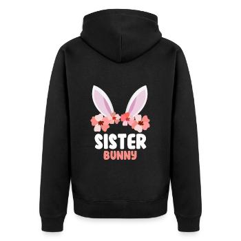 Frohe Ostern Schwester Hase Osterhasen Schwestern - Unisex Premium Bio Zip Hoodie - Schwarz - Hinten - Nico (187cm)