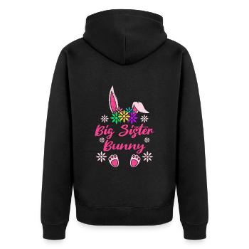Schwester Hase Osterhasen Schwester Bunny - Unisex Premium Bio Zip Hoodie - Schwarz - Hinten - Nico (187cm)