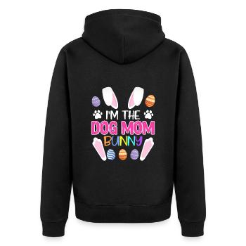 Hundeliebhaber Hasen Mama Ostern Hundefan - Unisex Premium Bio Zip Hoodie - Schwarz - Hinten - Nico (187cm)
