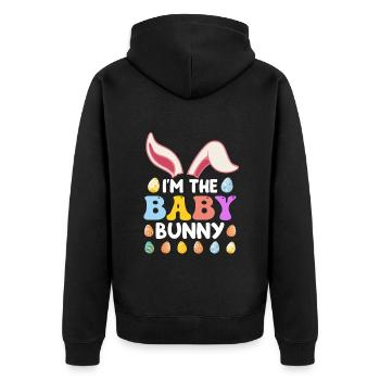 Baby Hase Osterhasen Cute Osterfreunde Kinder - Unisex Premium Bio Zip Hoodie - Schwarz - Hinten - Nico (187cm)