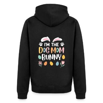Hundeliebhaber Hasen Mama Ostern Hundefan - Unisex Premium Bio Zip Hoodie - Schwarz - Hinten - Nico (187cm)
