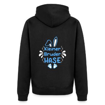 Osterhasen Ostern Bunnys Kleiner Bruder Hase - Unisex Premium Bio Zip Hoodie - Schwarz - Hinten - Nico (187cm)