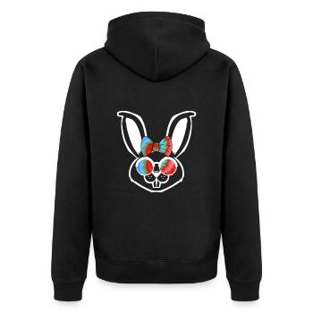 Hasengesicht Cooler Osterhase mit Brille - Unisex Premium Bio Zip Hoodie - Schwarz - Hinten - Nico (187cm)