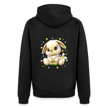Süße Osterhasen Hasengesicht Cute Bunny - Unisex Premium Bio Zip Hoodie - Schwarz - Hinten - Nico (187cm)