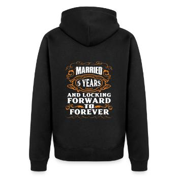Wooden wedding 5th wedding anniversary - Unisex Premium Organic Zip Hoodie - black - Back - Nico (187cm)