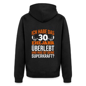 30 Ehejahre überlebt 30. Hochzeitstag - Unisex Premium Bio Zip Hoodie - Schwarz - Hinten - Nico (187cm)