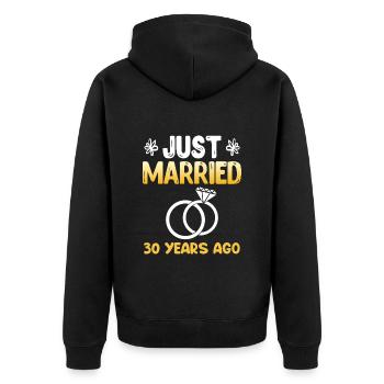 Just Married 30 Years 30. Hochzeitstag - Unisex Premium Bio Zip Hoodie - Schwarz - Hinten - Nico (187cm)