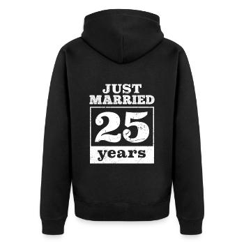 Just married 25 years Silberhochzeit - Unisex Premium Bio Zip Hoodie - Schwarz - Hinten - Nico (187cm)