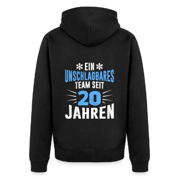 Seit 20 Jahren ein Team 20. Hochzeitstag - Unisex Premium Bio Zip Hoodie - Schwarz - Hinten - Nico (187cm)