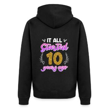 Just married 10 Years Rose Wedding - Unisex Premium Organic Zip Hoodie - black - Back - Nico (187cm)