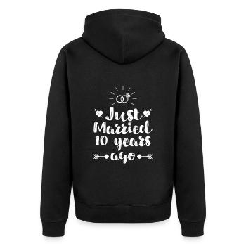 Just married 10 years 10th wedding anniversary - Unisex Premium Organic Zip Hoodie - black - Back - Nico (187cm)