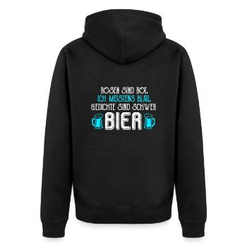 Ein Gedicht über mich Poesie Bierlover Poeten - Unisex Premium Bio Zip Hoodie - Schwarz - Hinten - Nico (187cm)