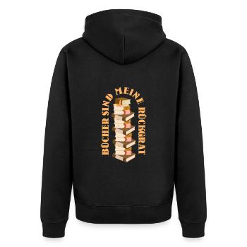Bücherliebe Bücher sind mein Rückrat Buchwurm - Unisex Premium Bio Zip Hoodie - Schwarz - Hinten - Nico (187cm)
