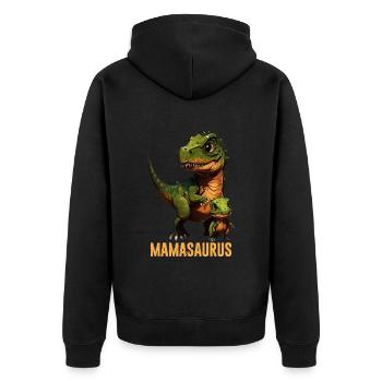 Mamasaurus Muttertag Mama Dinosaurier - Unisex Premium Bio Zip Hoodie - Schwarz - Hinten - Nico (187cm)