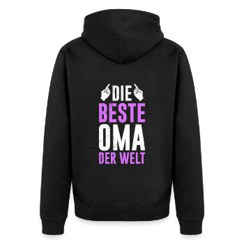 Beste Oma Muttertag weltbeste Oma Großmutter - Unisex Premium Bio Zip Hoodie - Schwarz - Hinten - Nico (187cm)