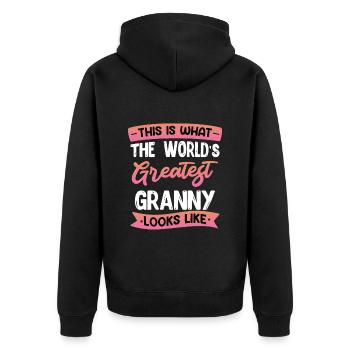 Meilleure grand-mère du monde Fête des mères Meilleure grand-mère Super grand-mère - Veste à capuche bio Premium Unisexe - noir - Dos - Nico (187cm)