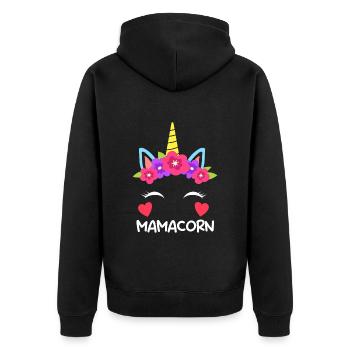 Mamacorn Einhorn Fan Muttertag Mom Unicorn - Unisex Premium Bio Zip Hoodie - Schwarz - Hinten - Nico (187cm)