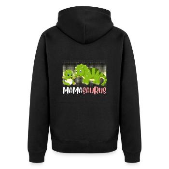 Mamasaurus Muttertag Mama Dinosaurier Mom - Unisex Premium Bio Zip Hoodie - Schwarz - Hinten - Nico (187cm)