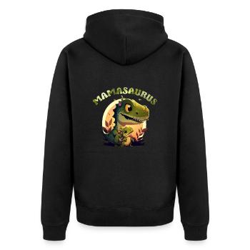 Mamasaurus Muttertag Mama Dinosaurier Mama Saurus - Unisex Premium Bio Zip Hoodie - Schwarz - Hinten - Nico (187cm)