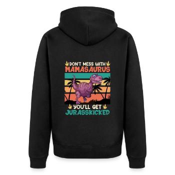 Mamasaurus Muttertag Mama Dinosaurier - Unisex Premium Bio Zip Hoodie - Schwarz - Hinten - Nico (187cm)