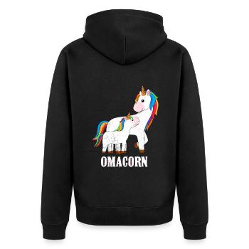 Oma Einhorn Muttertag Fans Grandma Omi - Unisex Premium Bio Zip Hoodie - Schwarz - Hinten - Nico (187cm)