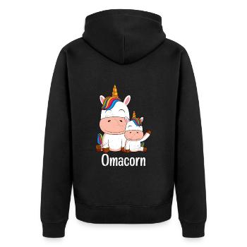 Oma Einhorn Muttertag Fans Grandma Omi - Unisex Premium Bio Zip Hoodie - Schwarz - Hinten - Nico (187cm)