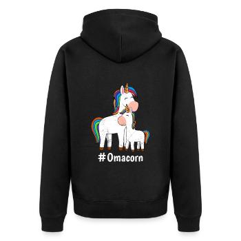 Omacorn Einhorn Fans Muttertag Unicorn Granny - Unisex Premium Bio Zip Hoodie - Schwarz - Hinten - Nico (187cm)