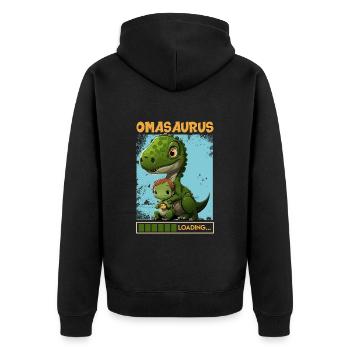 Omasaurus Muttertag Grandma Mama Tag Oma - Unisex Premium Bio Zip Hoodie - Schwarz - Hinten - Nico (187cm)