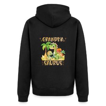 Omasaurus Dinosaurier Grandma Muttertag Granny - Unisex Premium Bio Zip Hoodie - Schwarz - Hinten - Nico (187cm)